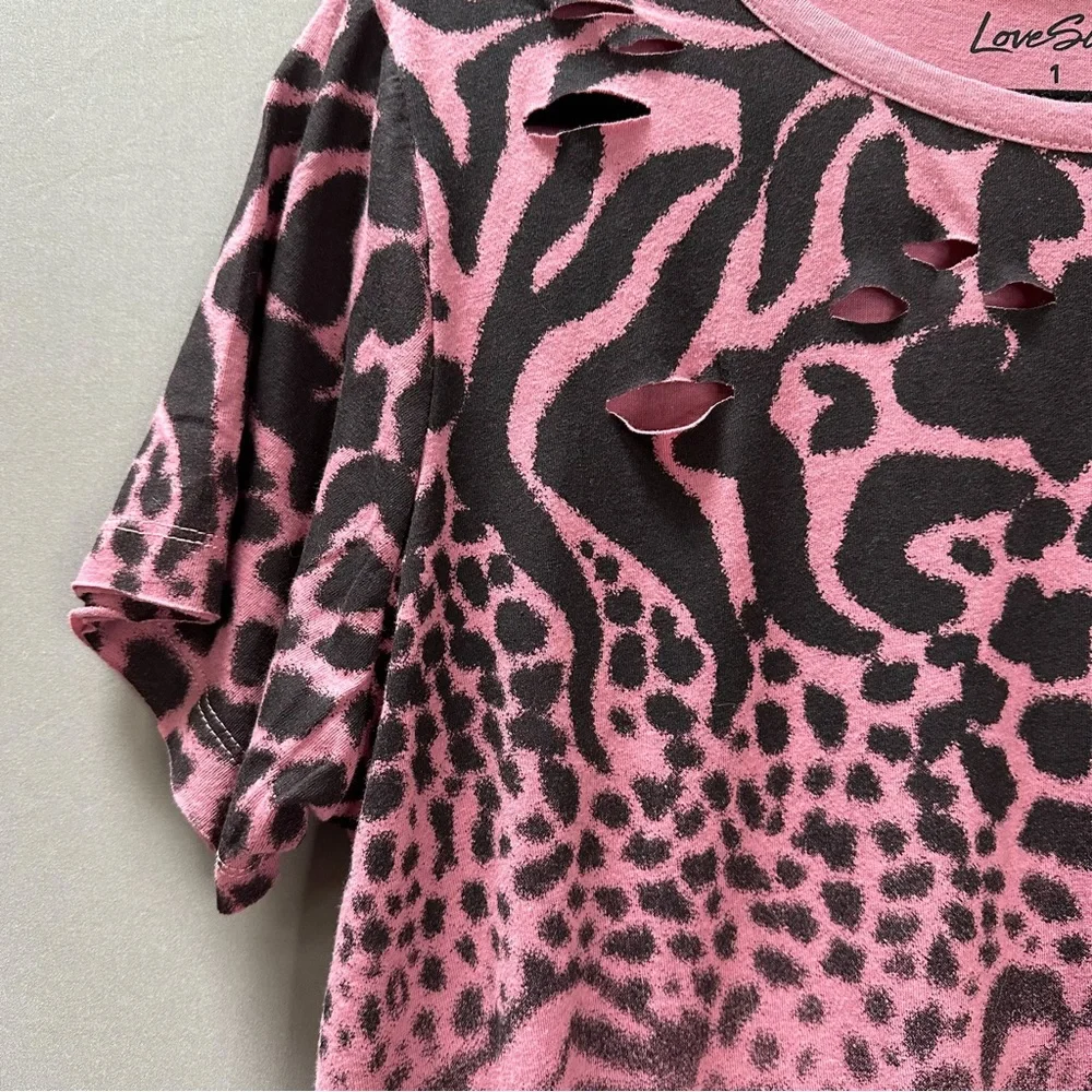 NWT! TORRID pink black leopard deconstructed dress, 1X. - Picture 9 of 9